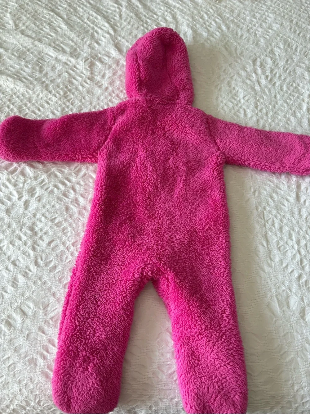 Snozu Hot Pink Sherpa Hooded Baby One-Piece Footie 9-12m